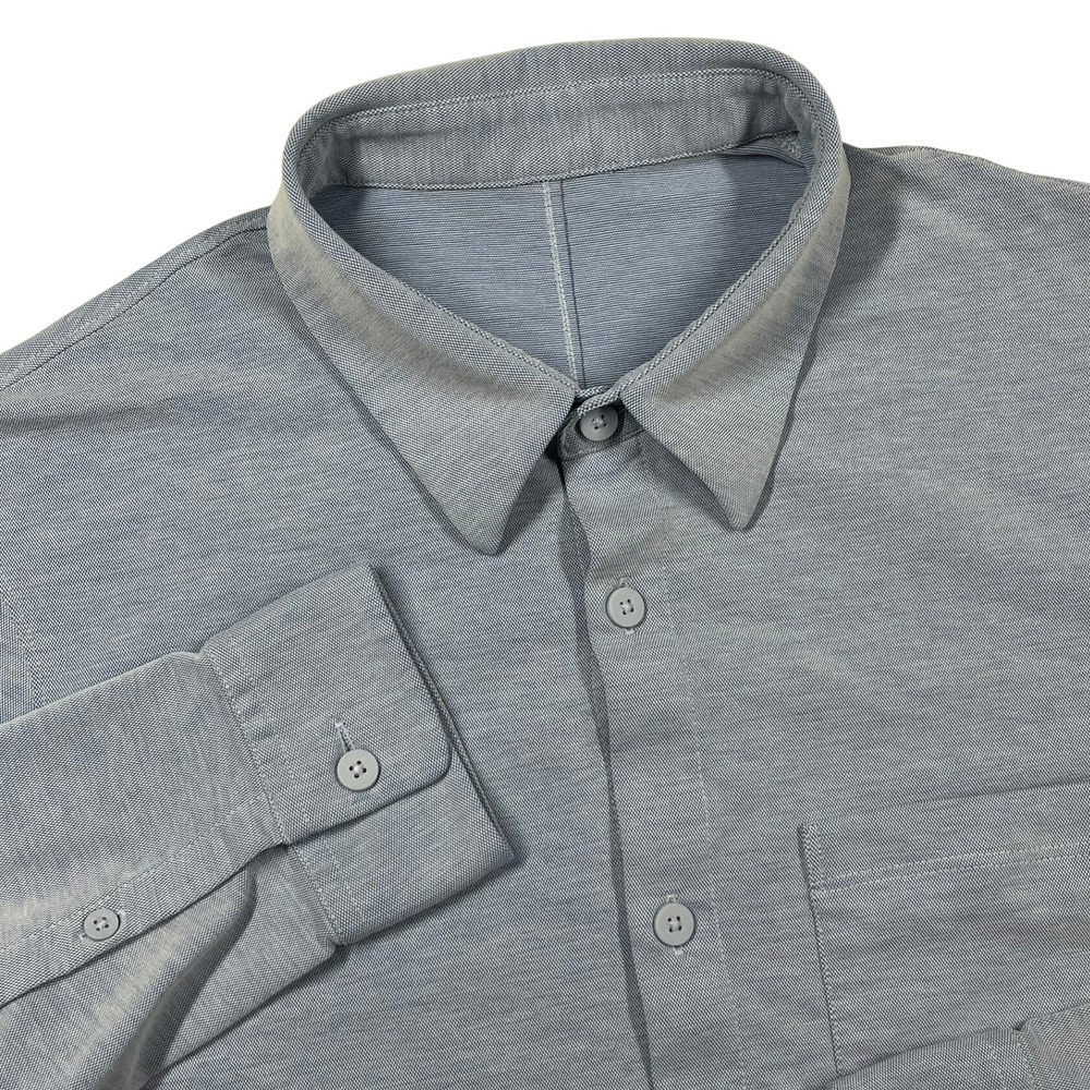 Lululemon Button Down Shirt Mens L Blue Heathered Tech Performance Commuter